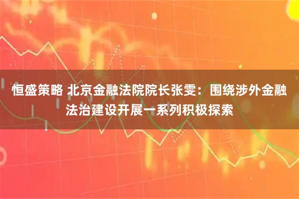 恒盛策略 北京金融法院院长张雯：围绕涉外金融法治建设开展一系列积极探索