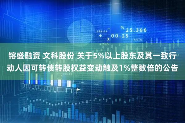 镕盛融资 文科股份 关于5%以上股东及其一致行动人因可转债转股权益变动触及1%整数倍的公告